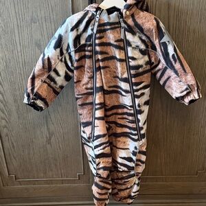 Molo Tiger Print Kids Snowsuit - Black, Brown, White